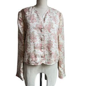 Vintage Austin Hill Paisley Blazer Cropped Jacket Union Made USA Size 10